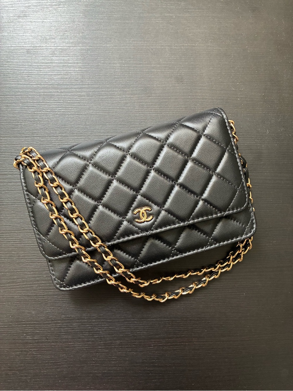 Chanel Quilted Lambskin Wallet on Chain - Black